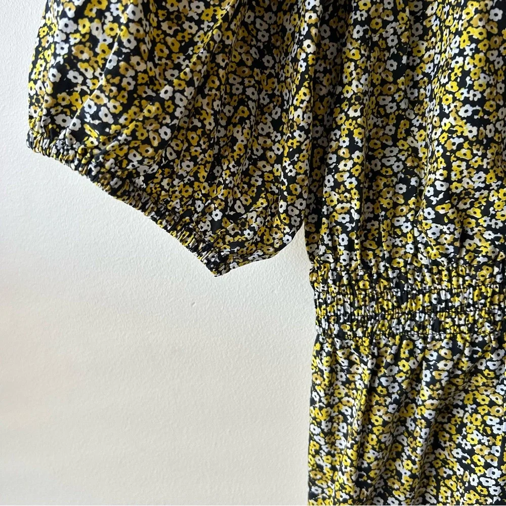 JUST Female Dove Midi Dress Black Yellow Floral Print M